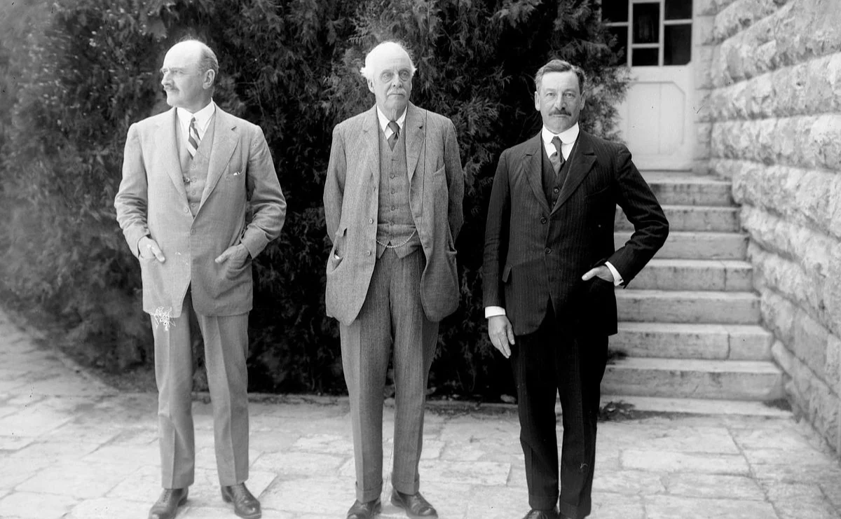 PFrom left, Lords Edmund Allenby, Arthur Balfour and Sir Herbert Samuel